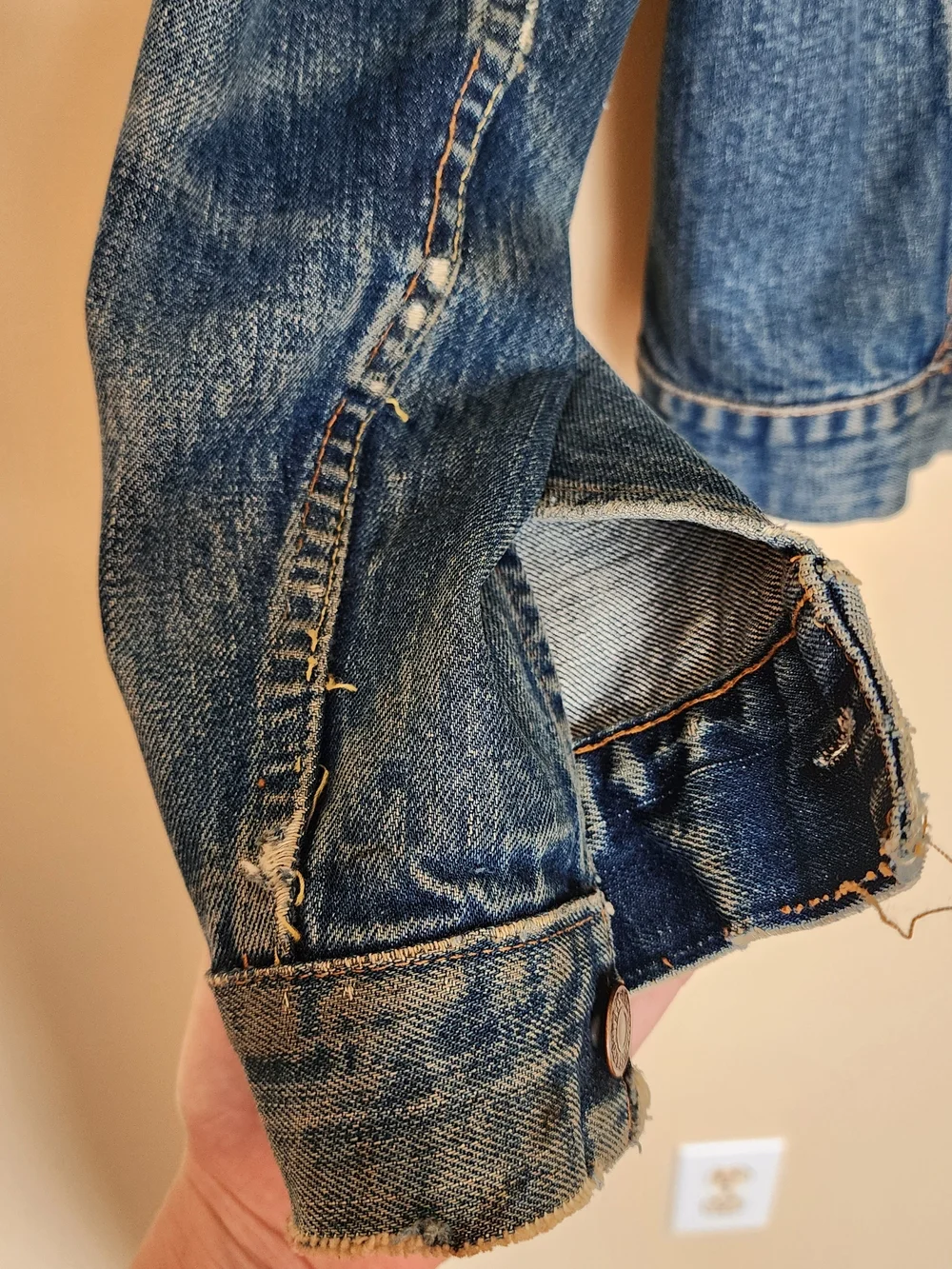 Vtg 60s Levi’s 557 Type 3 Big E Denim Trucker Jacket Button Stamp Mens Size 42 - Picture 8 of 16